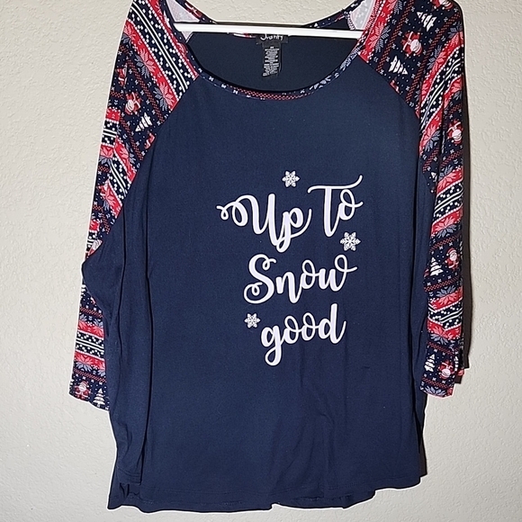 Justify Christmas Shirt Womens Size 3X Santa holiday top 3/4 sleeve - Picture 1 of 6